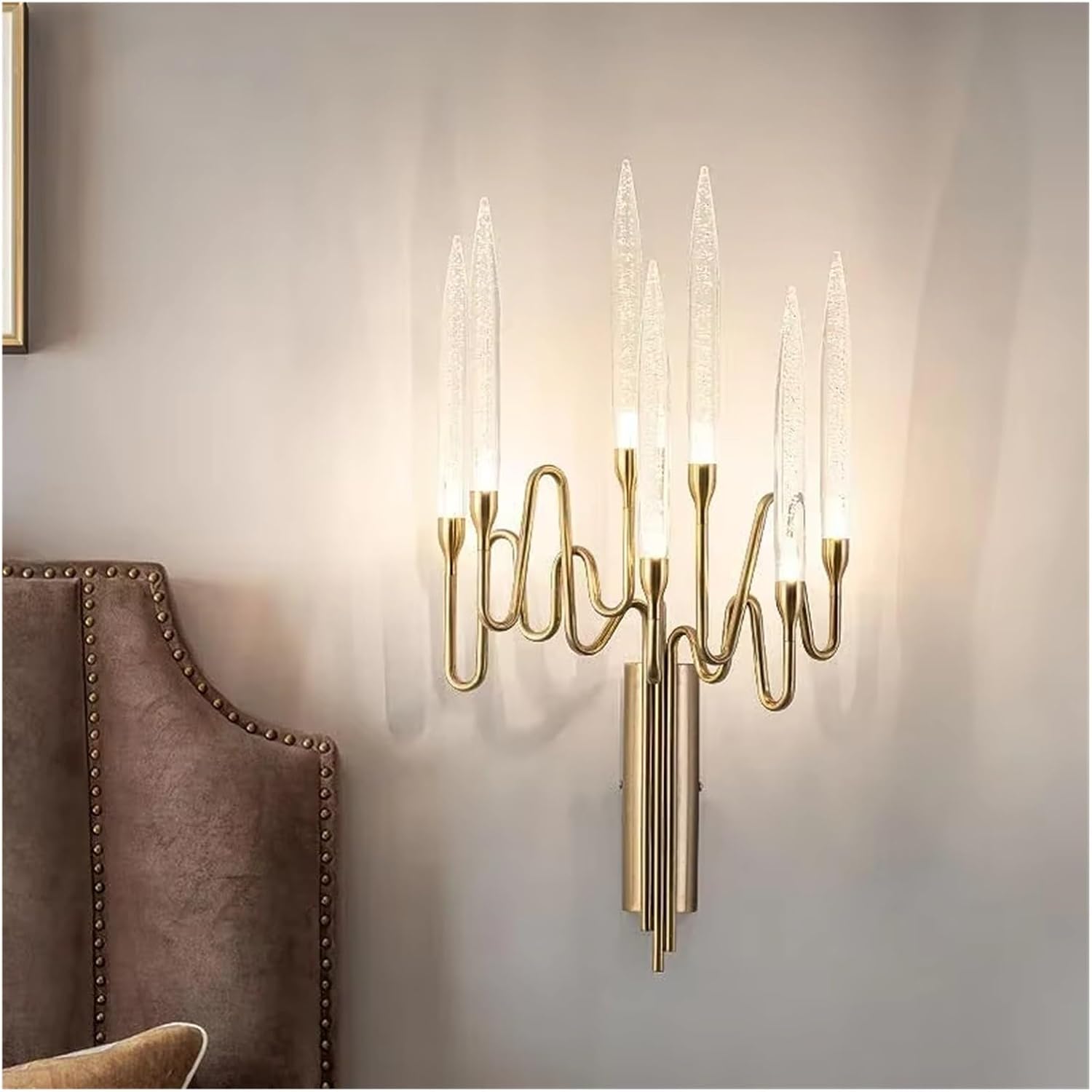 Modern Crystal Sconce for Bedroom Bedside Fashion Candle Wall Lamp Luxury Indoor Lustre Gold Led Home Decor,Practical Wall Lamp,Warm Light