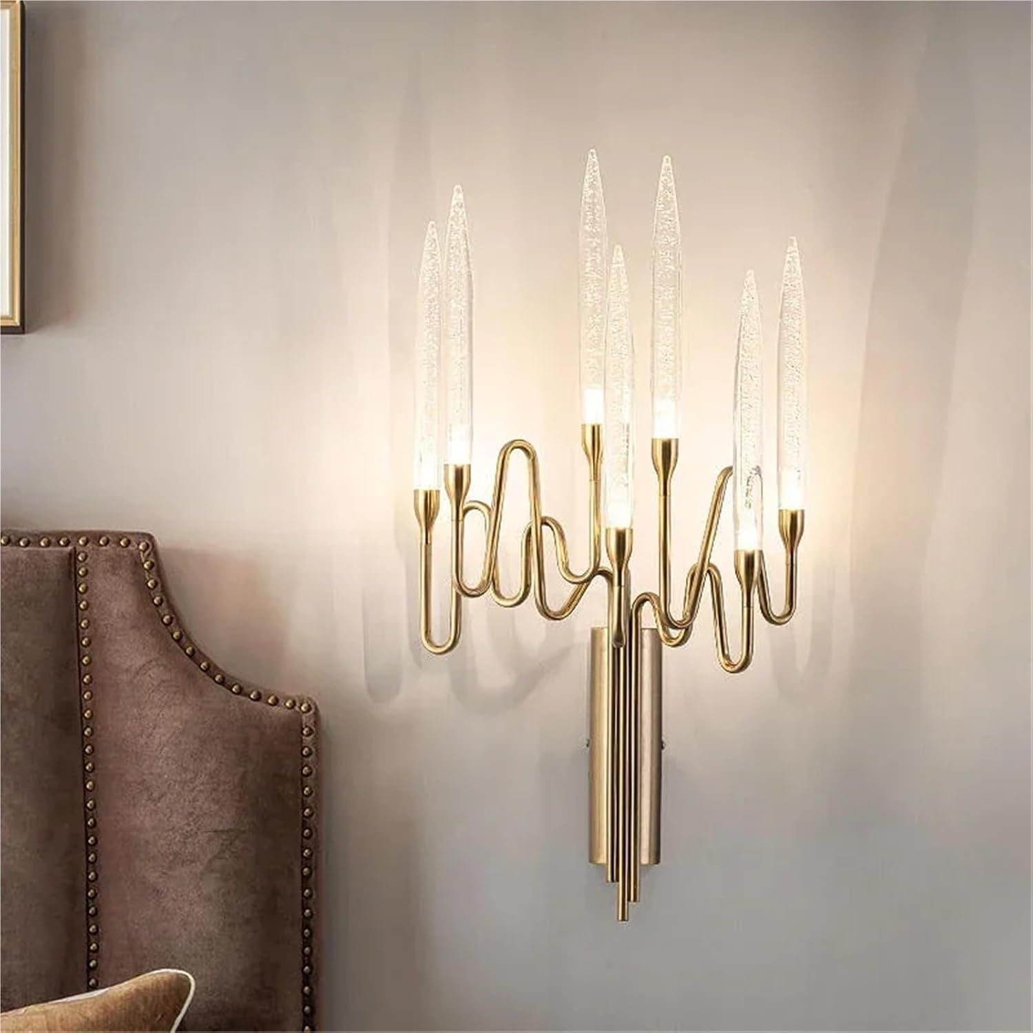 Modern Crystal Wall Sconce for Bedroom Bedside Candle Wall Lamp Luxury Indoor Lustre Golden Led Home Decor Light Pretty(Warm White (2700-3500K))