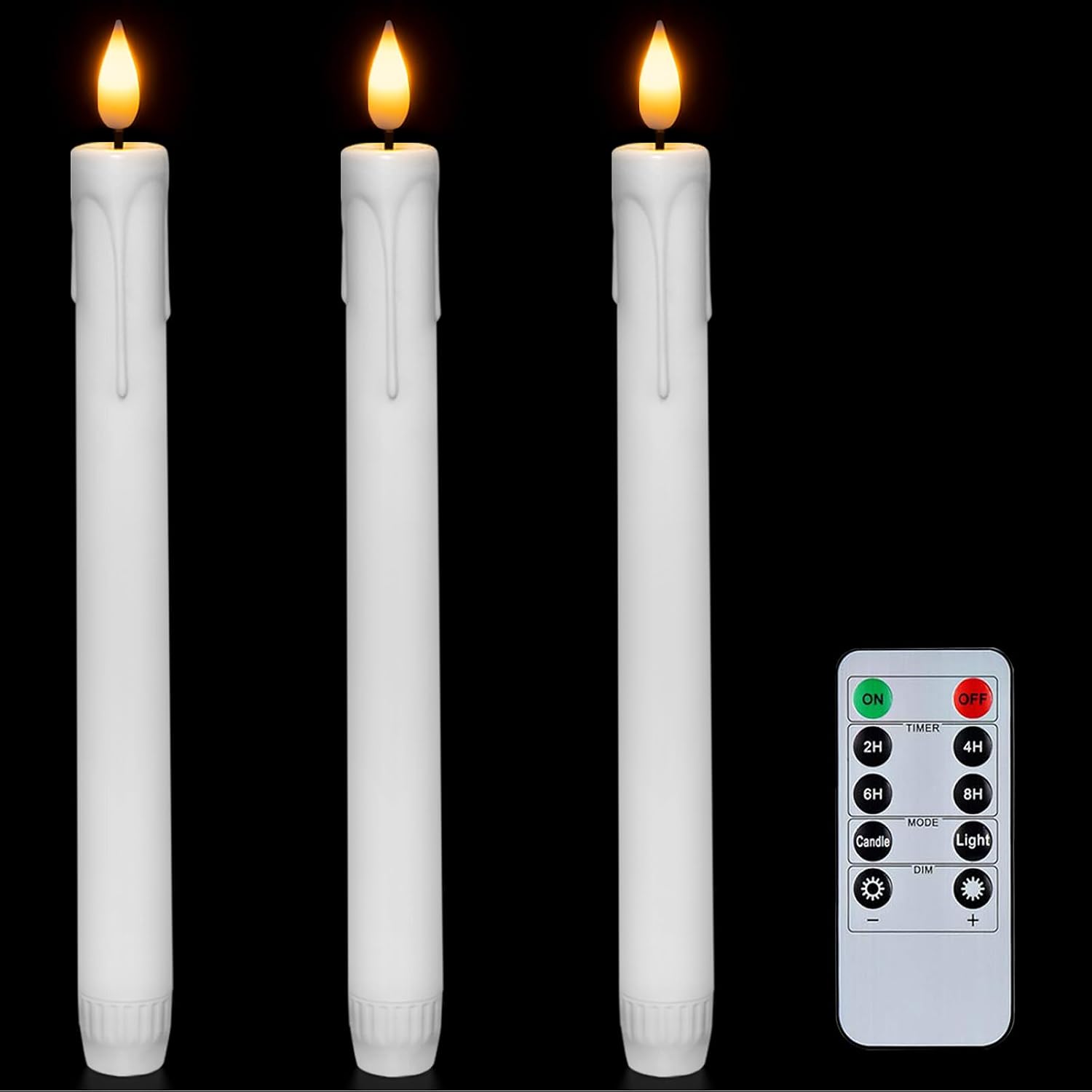 Homemory Flameless Advent Candles, Set of 4, Battery-Operated Flickering LED Candlesticks, Flameless Taper Candles with Remote Timer - 3 Purple, 1 Pink for Christmas Wreath