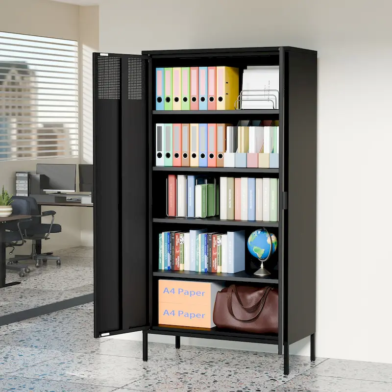 Metal Storage Cabinet with Ventilated Door – 5-Tier Adjustable Shelves