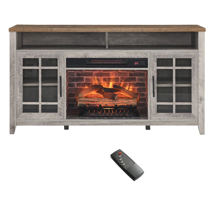55 in. TV Media Stand with Electric Fireplace Insert and Heater