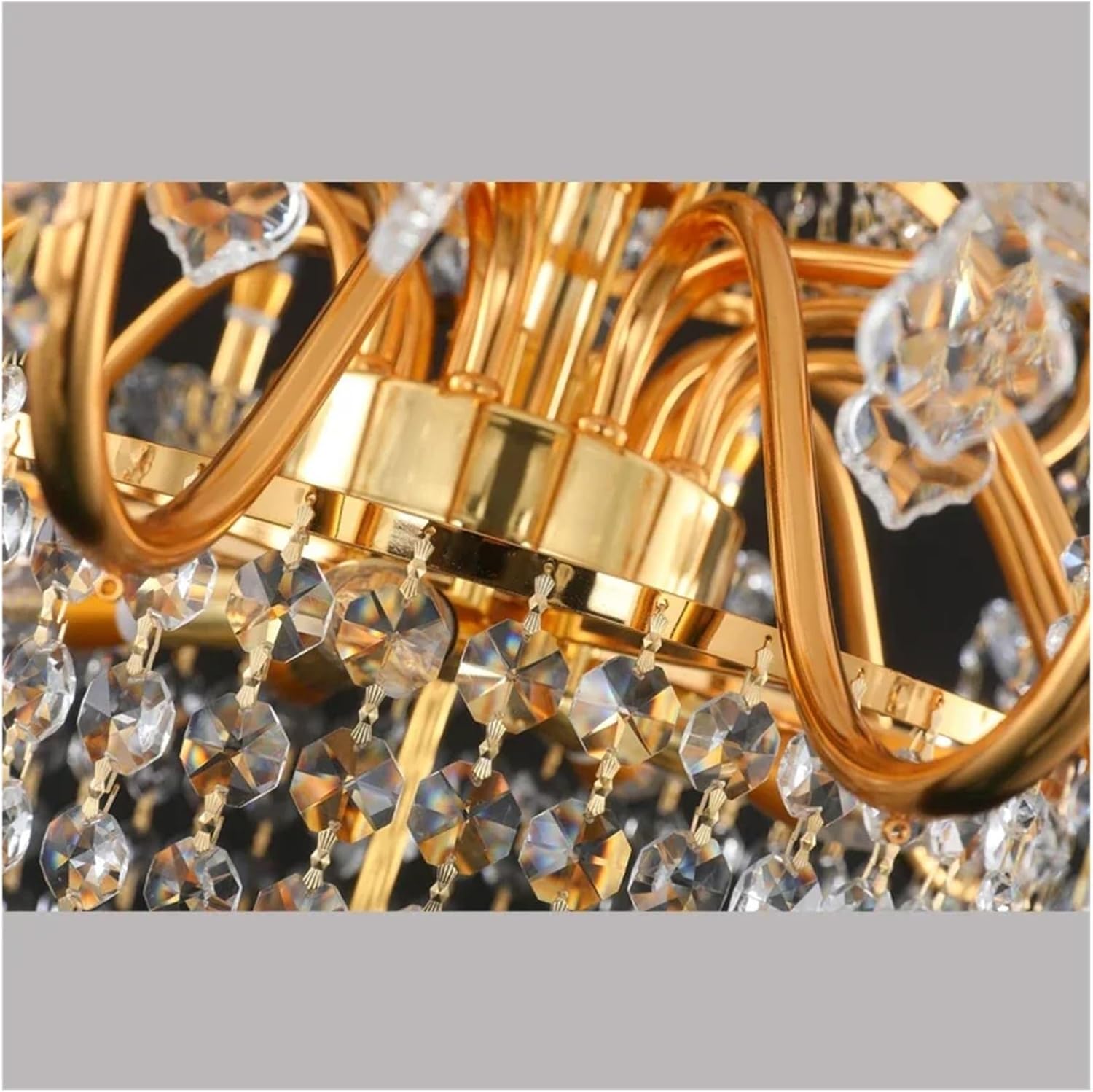 Luxurious Golden Crystal Pendant Lamp European Candle Lamp Art Living Room Restaurant Bedroom Villa Hotel Chandelier ?(Warm White)