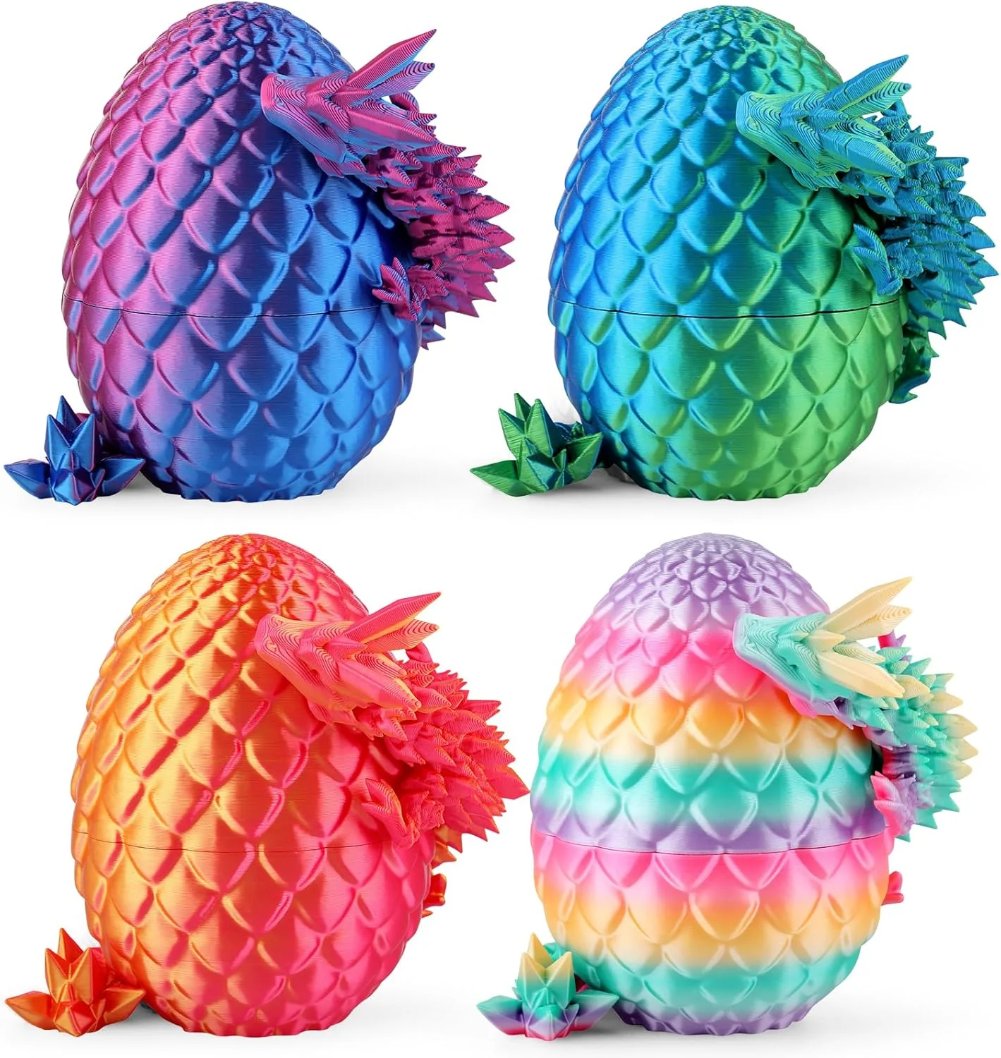 8 3D Printed Dragon Eggs (4 Pack), Unique Easter Basket Stuffers & Fantasy Toys