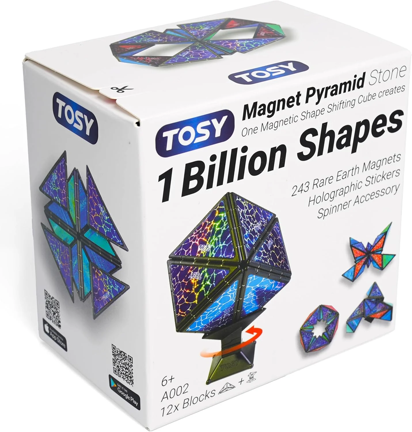 Magnetic Pyramid Puzzle: 14-Piece STEM Toy with 243 Magnets, 1 Billion Shapes