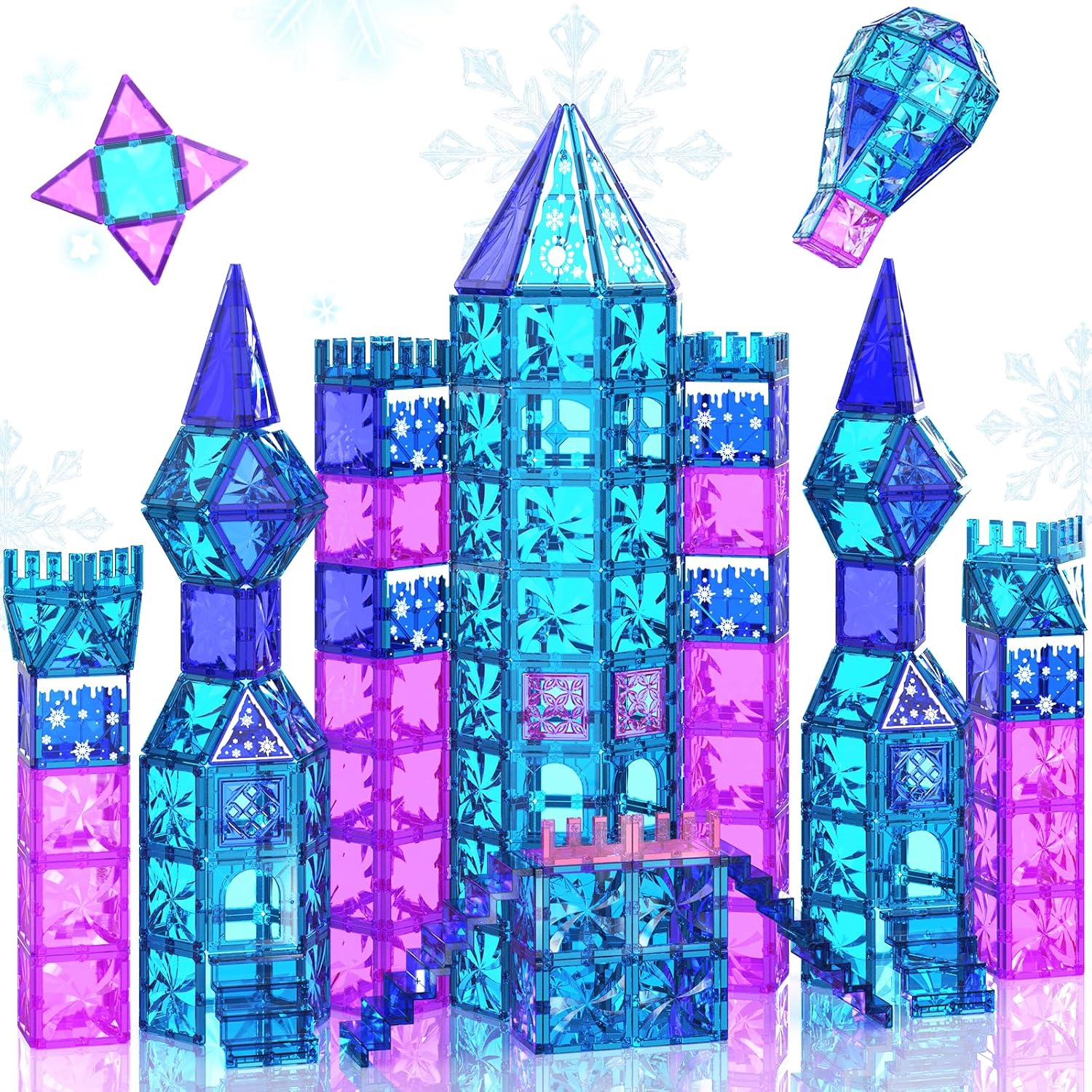 100 Pieces Magnetic Tiles Building Blocks Set - STEM Construction Toys for Kids Ages 3-8+