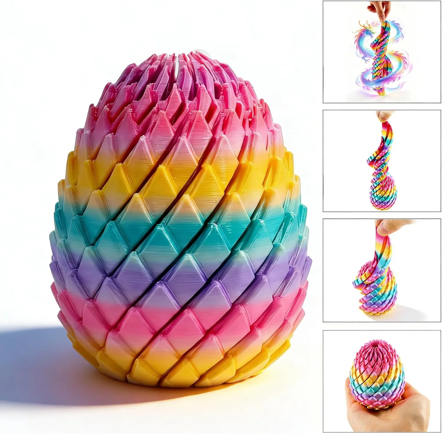 Twisty Fidget Egg - 3D Printed Dragon Egg for Stress Relief and Desk Decor