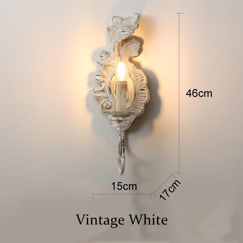 American Retro Resin Wall Lamp - French Style Candle Light for Living Room, Bedroom, Corridor, Aisle, Porch - 46cm Cool White/Grey & Warm White Options