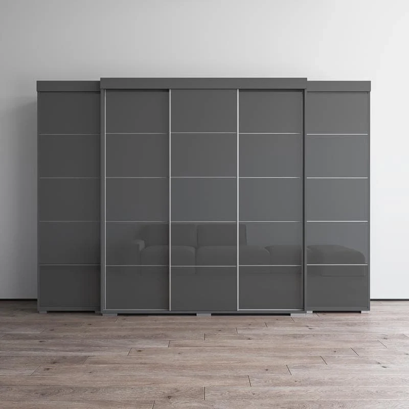 3-Piece Wardrobe Armoire Set with Glass Fronts