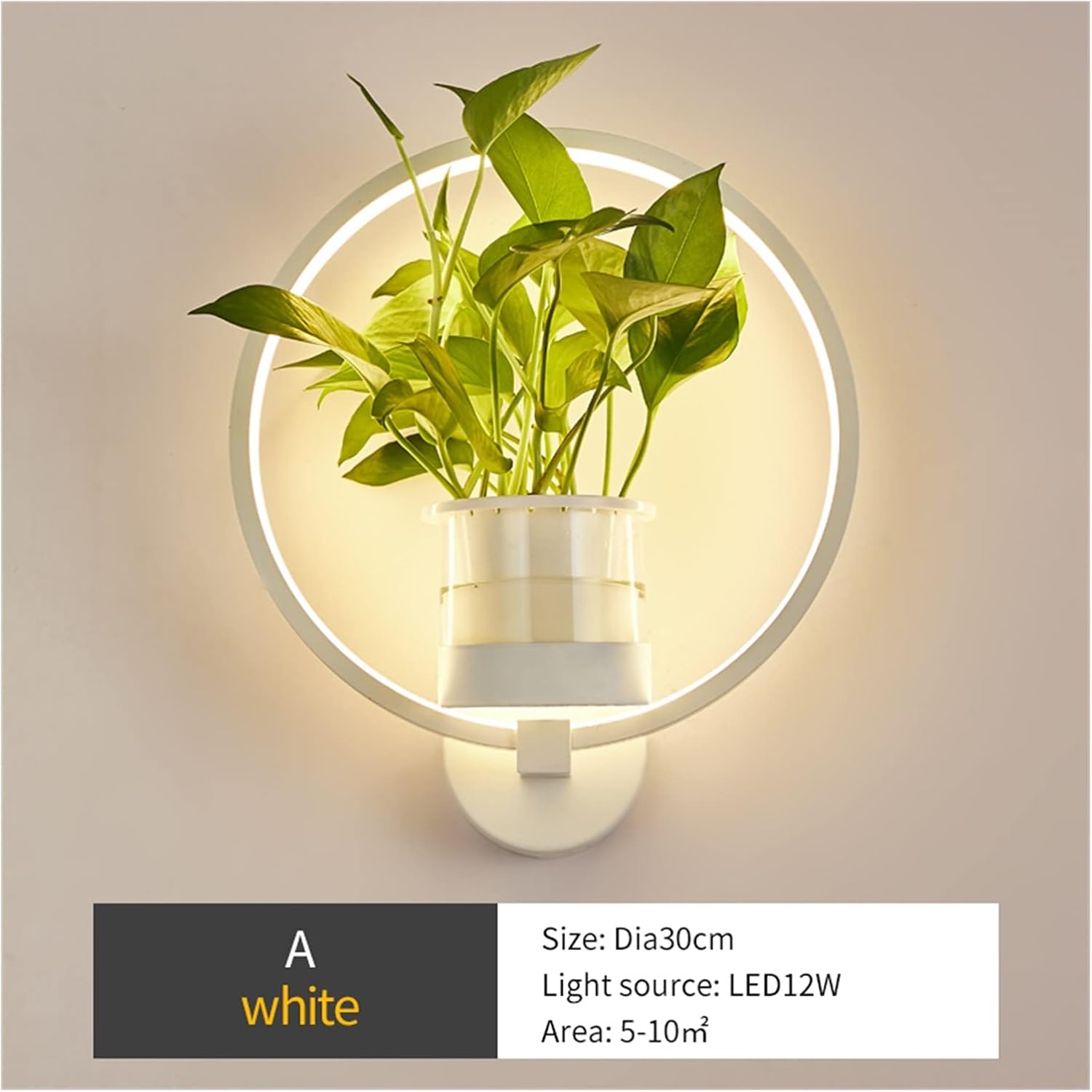 Modern LED Wall Light Potted Plants Sconces Lamp Flower Pot for Bedroom Stairs Bathroom Purifying Air Healthy (Color : White-A Size : WarmWhite) (White a)