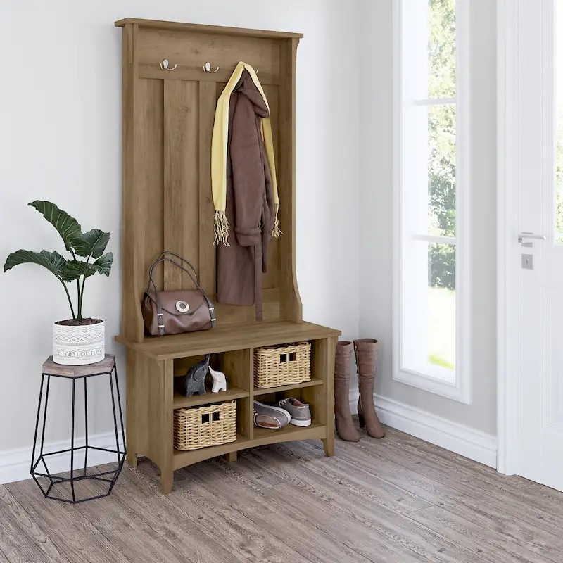 Hall Tree with Shoe Storage Bench and Coat Hooks