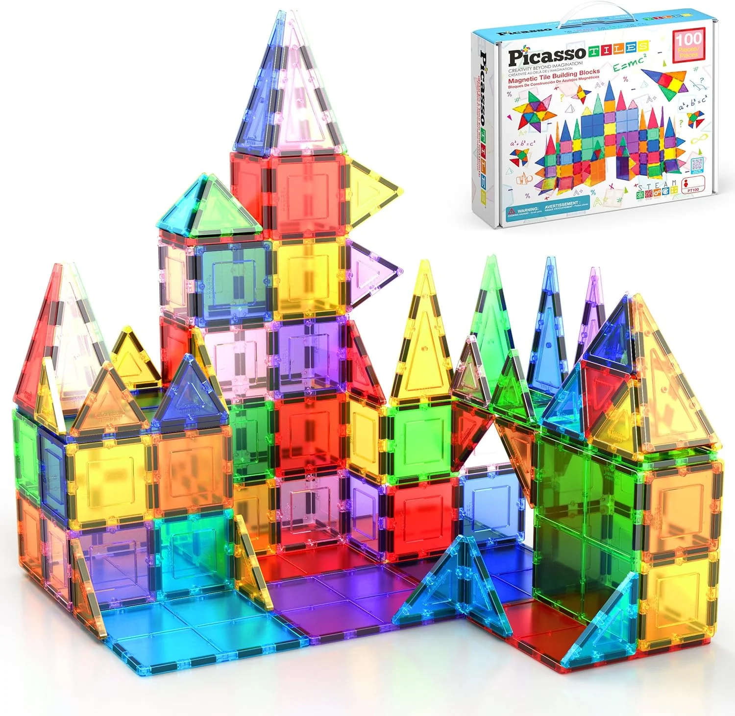 Magnetic Building Blocks Toy Set – 100-Piece 3D Magnetic Construction Tiles