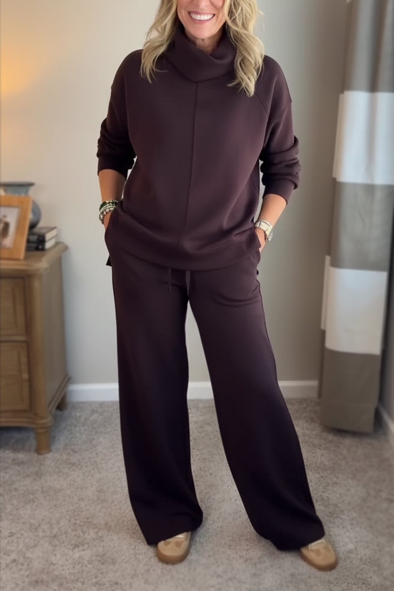 New Arrivals🔥 Cozy Travel Cowl Neck Sweatshirt and Pant 2 Piece Sets