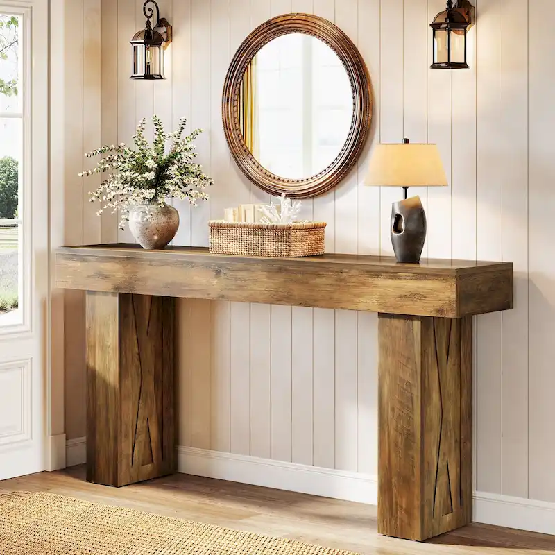 63 Inch Console Table with Storage Shelf