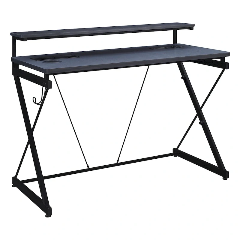 47.8 in. Gaming Desk with RGB LED Lighting and Monitor Shelf