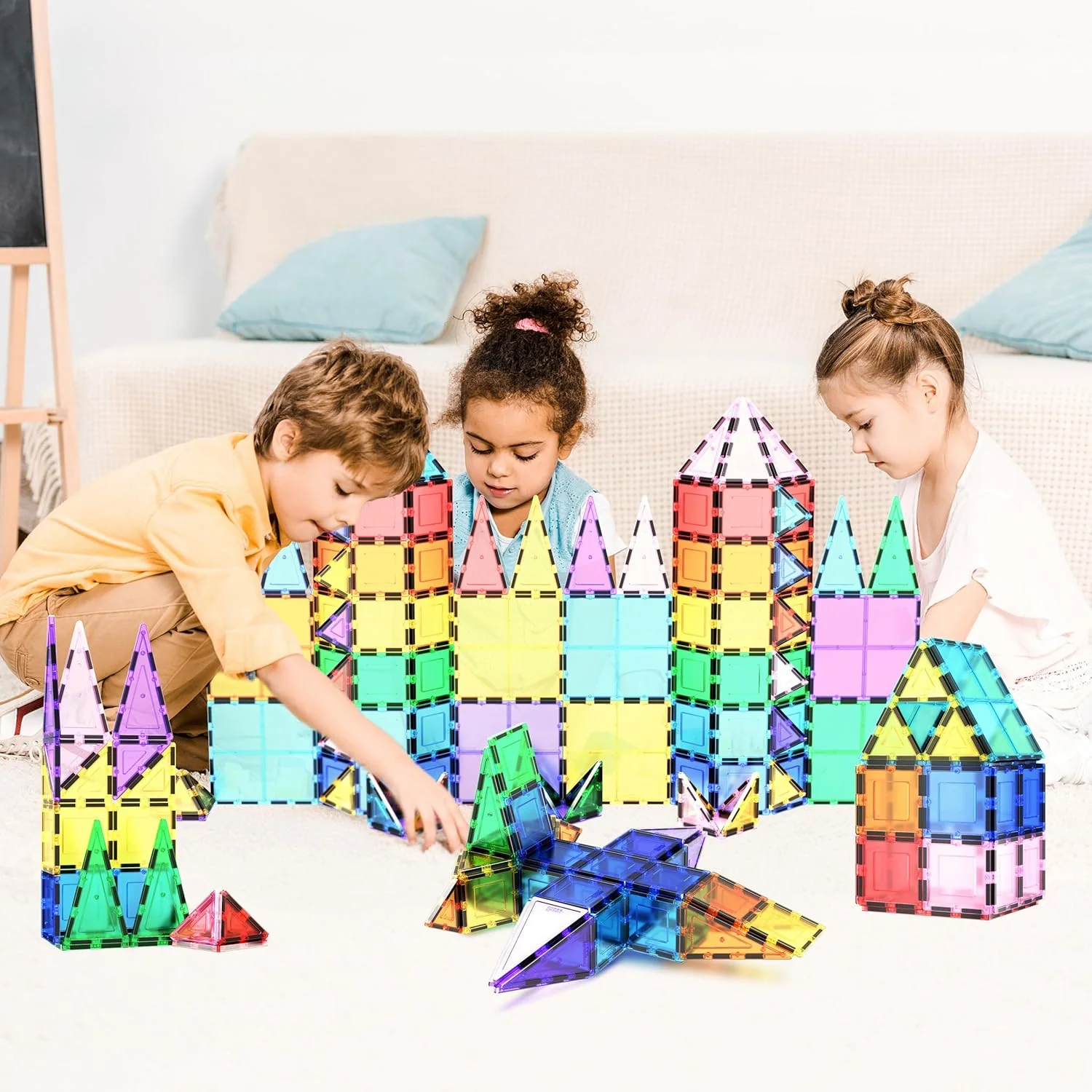Magnetic Building Blocks Toy Set – 100-Piece 3D Magnetic Construction Tiles