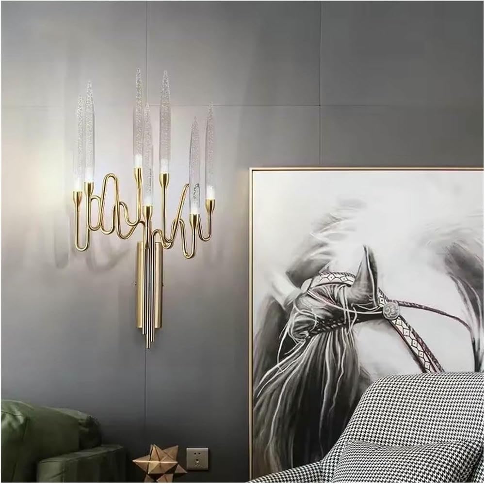 Wall Lamp Modern Crystal Sconce for Bedroom Bedside Fashion Candle Wall Lamp Luxury Indoor Lustre Golden Led Home Decor Corridor Light(Cool White(5500-7000K))
