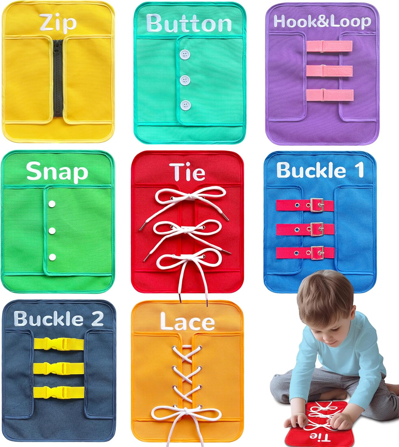Montessori Busy Board for Toddlers - Fine Motor Skills Sensory Toys for Life Skills Practice