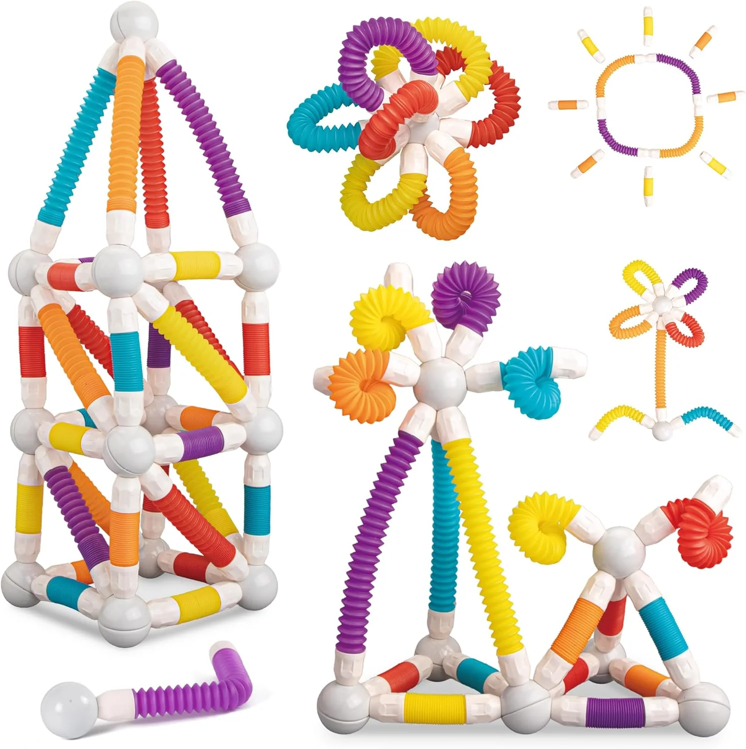48PCS Retractable Magnetic Sticks Building Toy Set - Flexible Rods & Balls for Kids