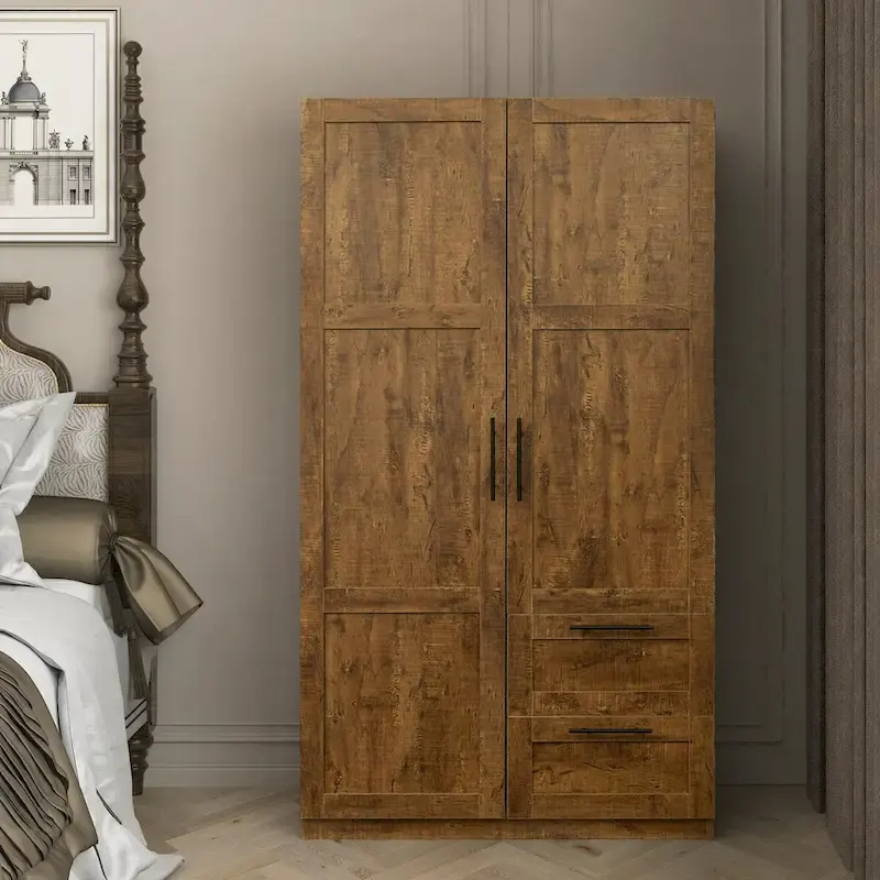 High Wardrobe with 2 Drawers and 5 Storage Compartments