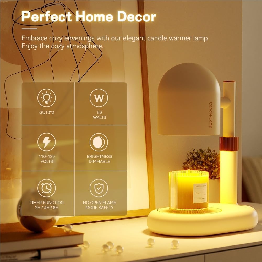 Candle Warmer Dimmable Light Control Warmer Melting Candle Lamp Wax for Bedroom Halogen Bulb for Scented Aroma Candle(EU Plug)