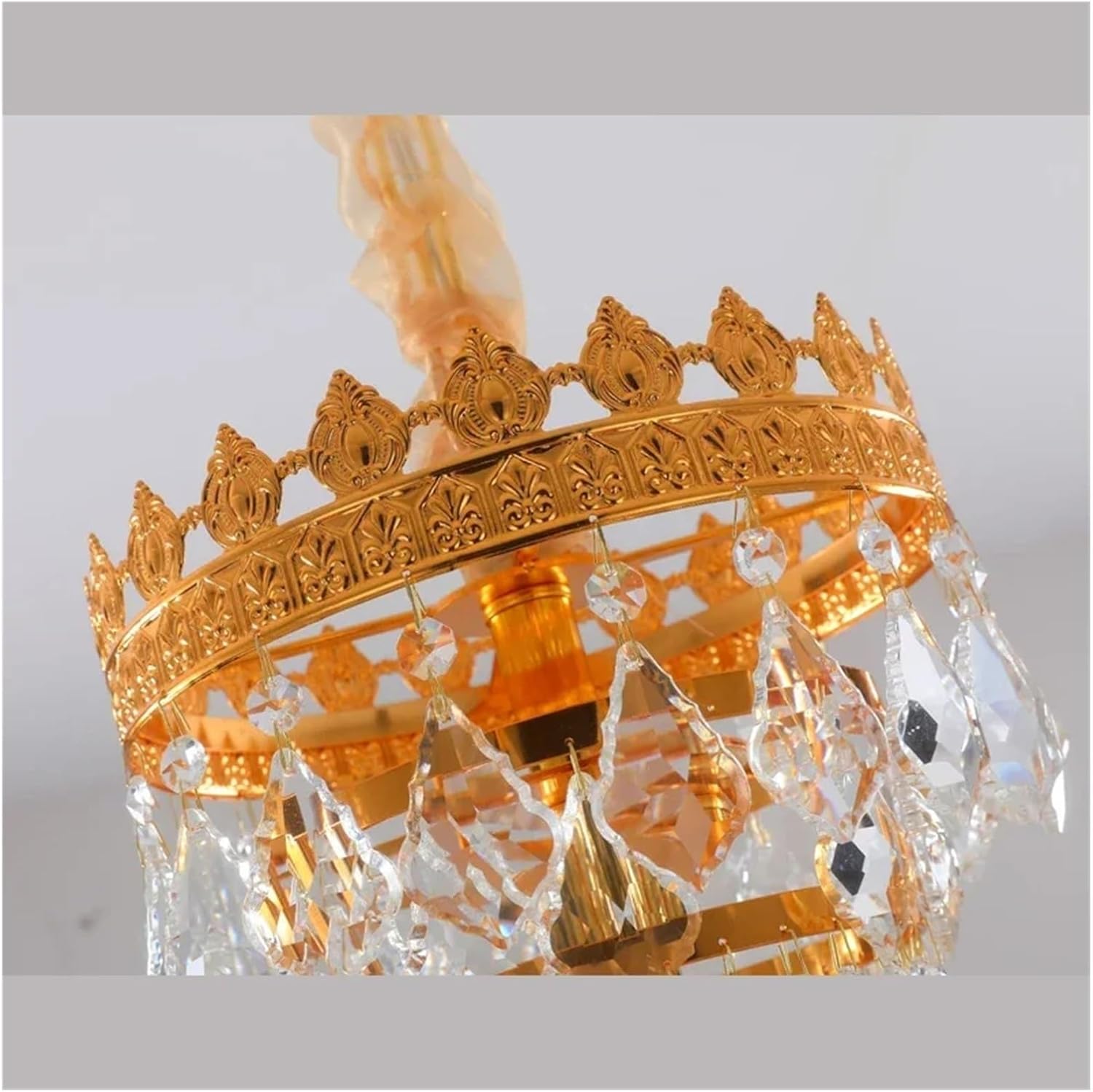 Luxurious Golden Crystal Pendant Lamp European Candle Lamp Art Living Room Restaurant Bedroom Villa Hotel Chandelier ?(Warm White)