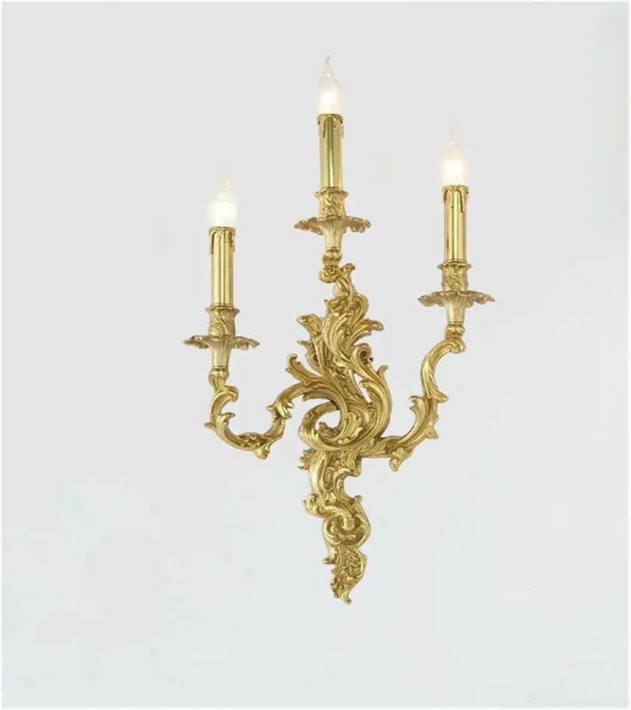 Wall Lamp Luxury Retro Candle Wall Lamp Living Room Dining Bedroom Bedside Hallway Grand Villa Lighting(Cool White,2 Bulbs)