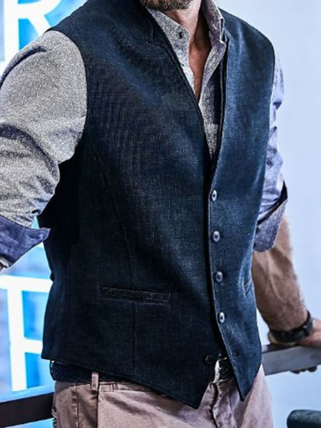Men’s Full Size Button Down Vest Plus Size