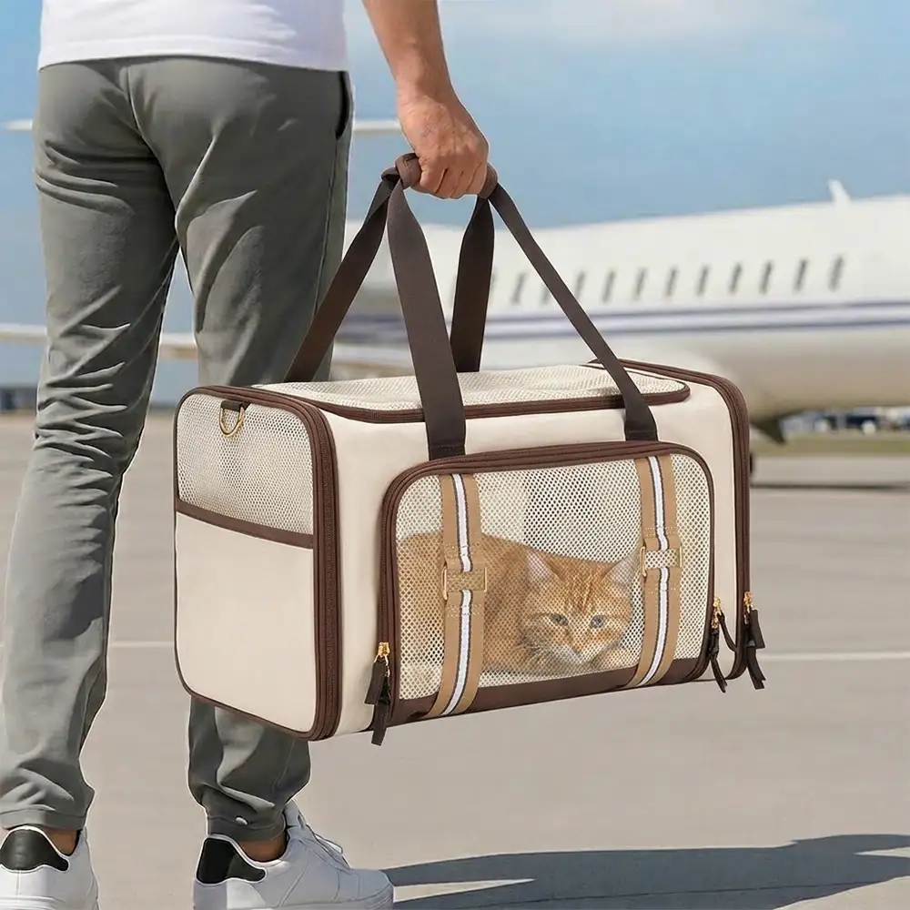 3 In 1 Breathable Large-Capacity Expandable Cat Carrier Bag for Travel and Airline