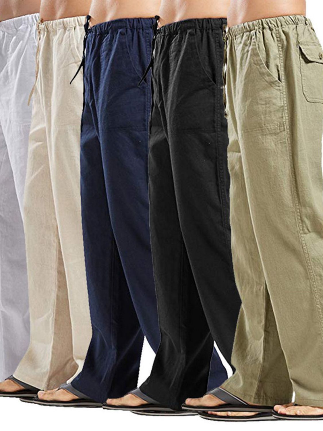 Men’s Full Size Drawsting Straight Leg Pants Plus Size