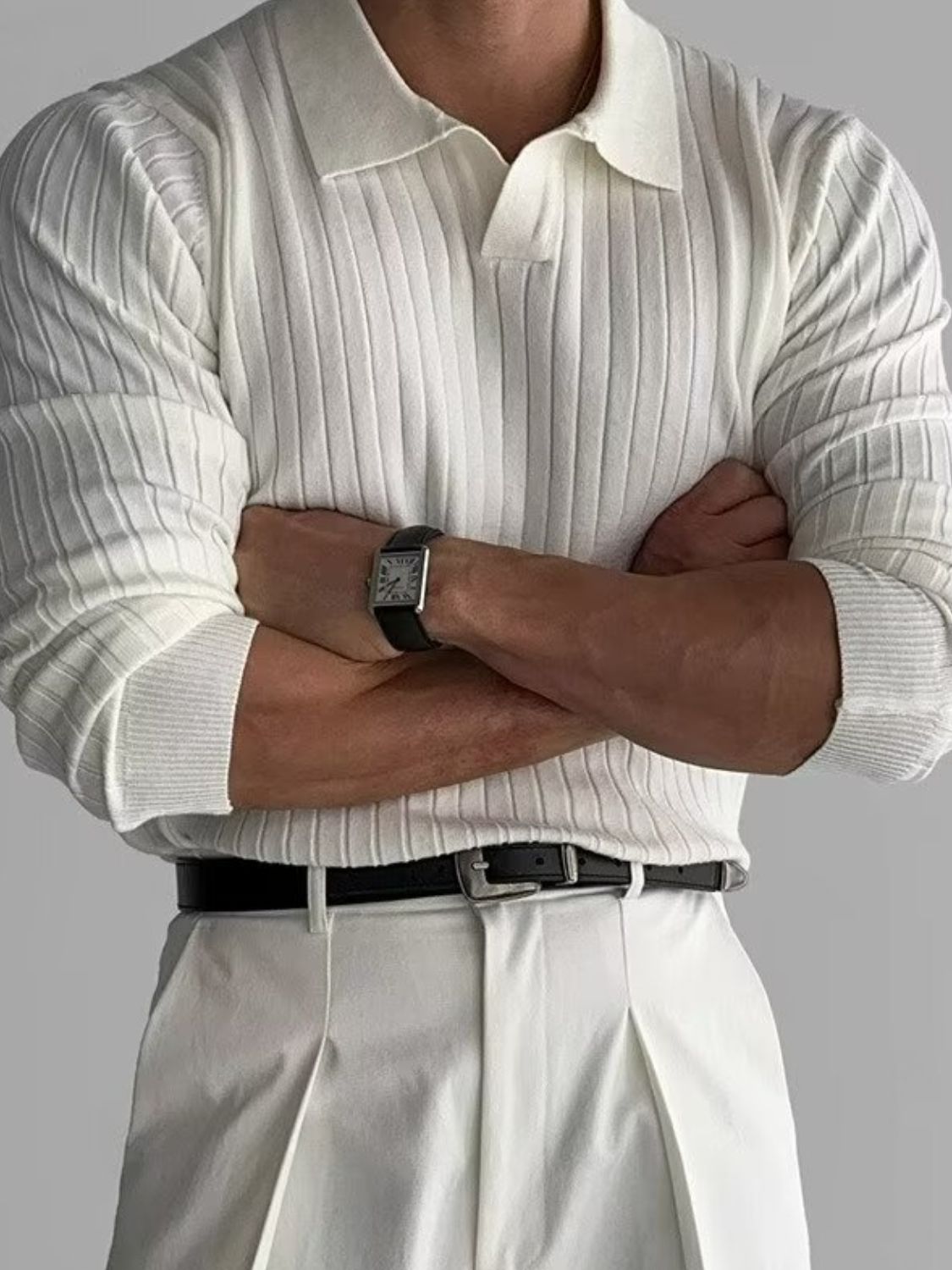 Men’s Plus Size Collared Neck Long Sleeve Polo