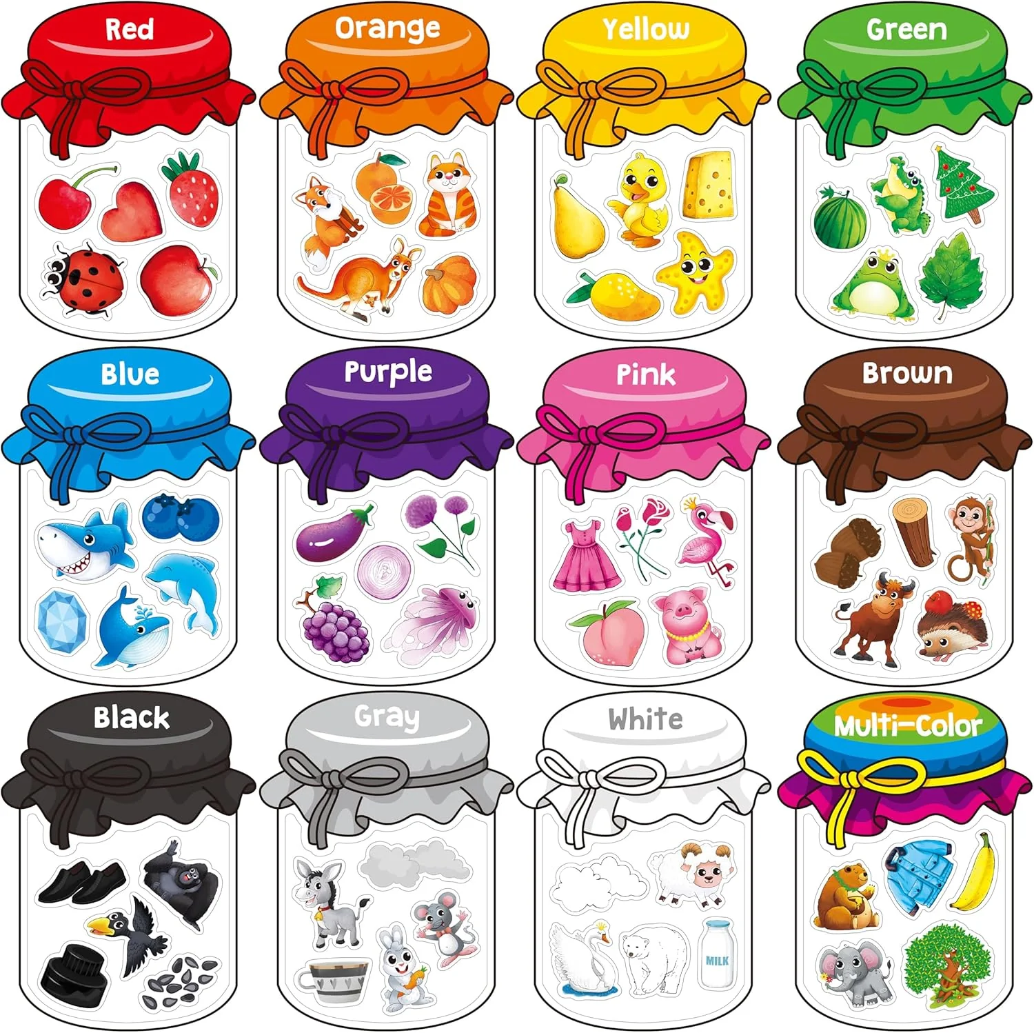 12 Pieces Magnetic Color Sorting Toys, 60 Color Magnets Educational Set for Toddlers