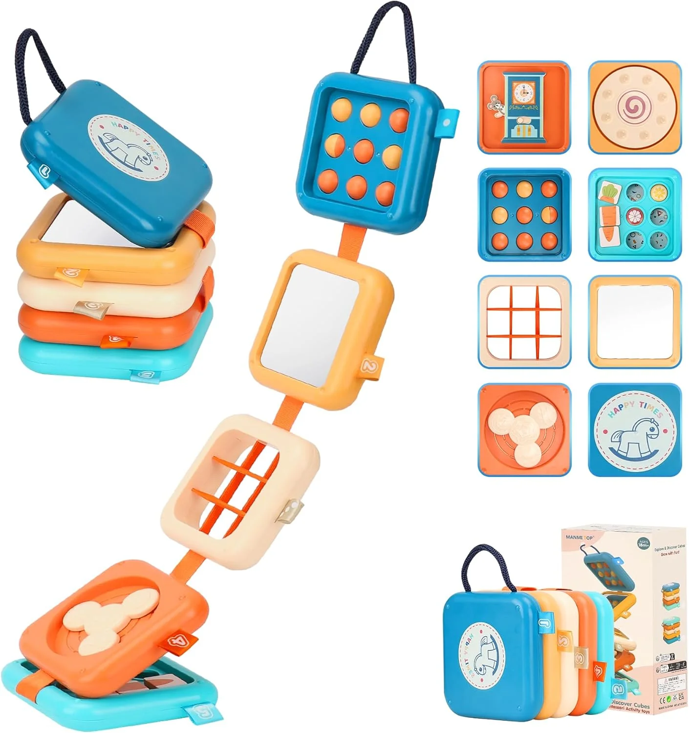 Montessori Busy Board for 1 Year Old - Travel Activity Cube for Toddlers 1-3
