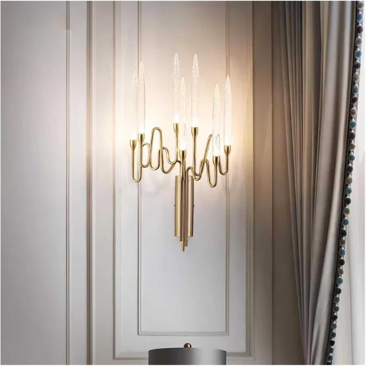Modern Crystal Sconce for Bedroom Bedside Fashion Candle Wall Lamp Luxury Indoor Lustre Gold Led Home Decor,Practical Wall Lamp,Warm Light