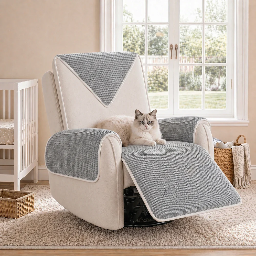Waterproof Antimicrobial Simple Chenille Fabric Anti-scratch Recliner Slipcover