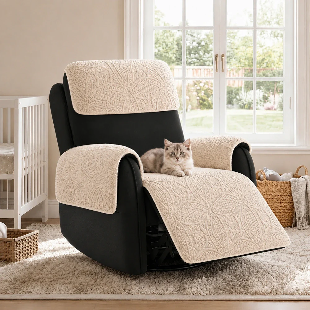 Water-Repellent Brushed Fabric All-Season Breathable Non-Slip Recliner Slipcover