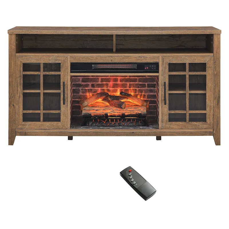 55 in. TV Media Stand with Electric Fireplace Insert and Heater