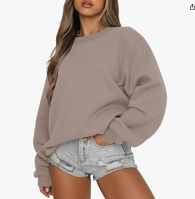 Womens Oversized Sweatshirt Plain Crewneck Long Sleeve Tops Casual Chunky Pullover Sweatshirts