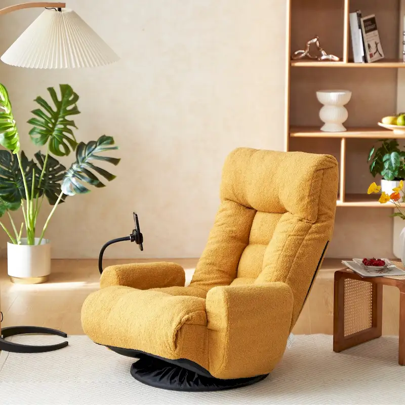 Swivel Lounge Chair with Adjustable Backrest and Headrest