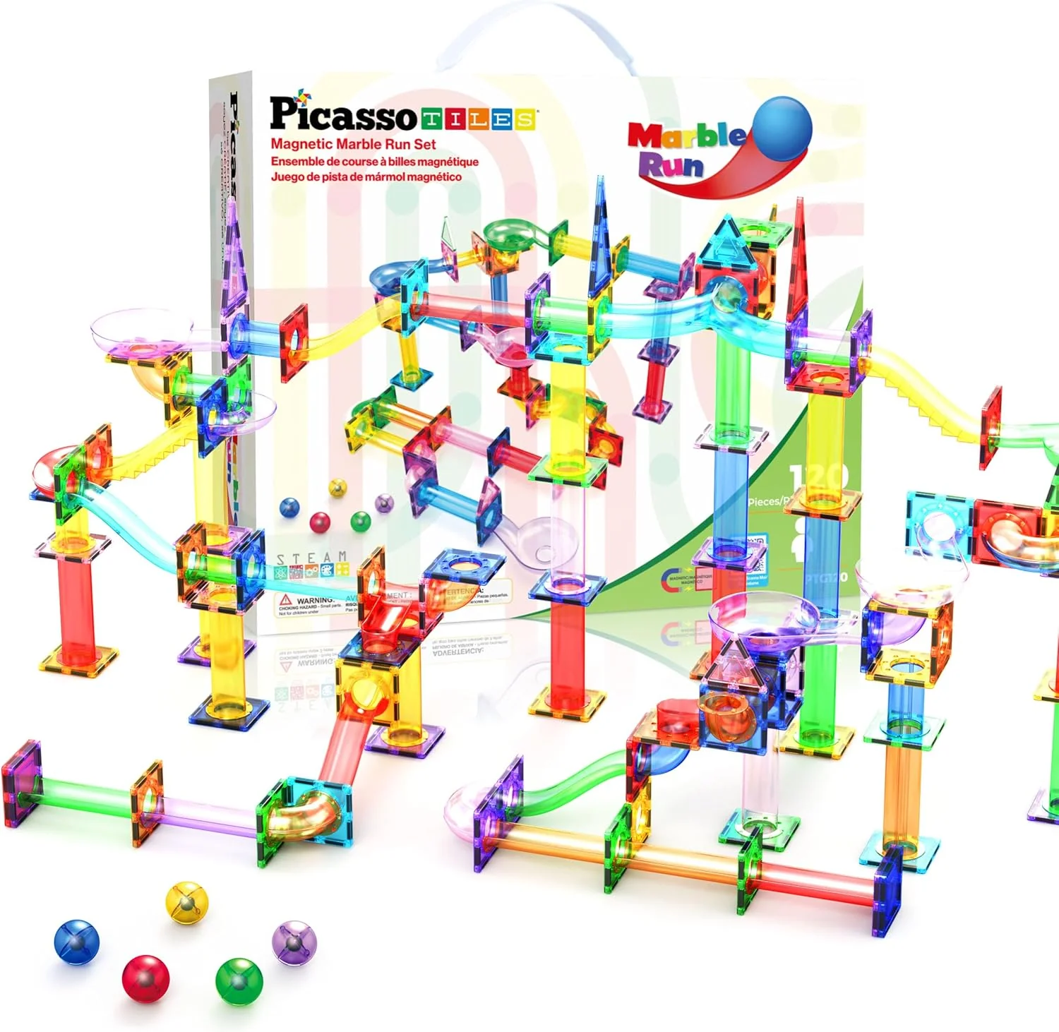 50pcs Magnetic Tiles Marble Run - STEM Educational Building Blocks for Kids 3+