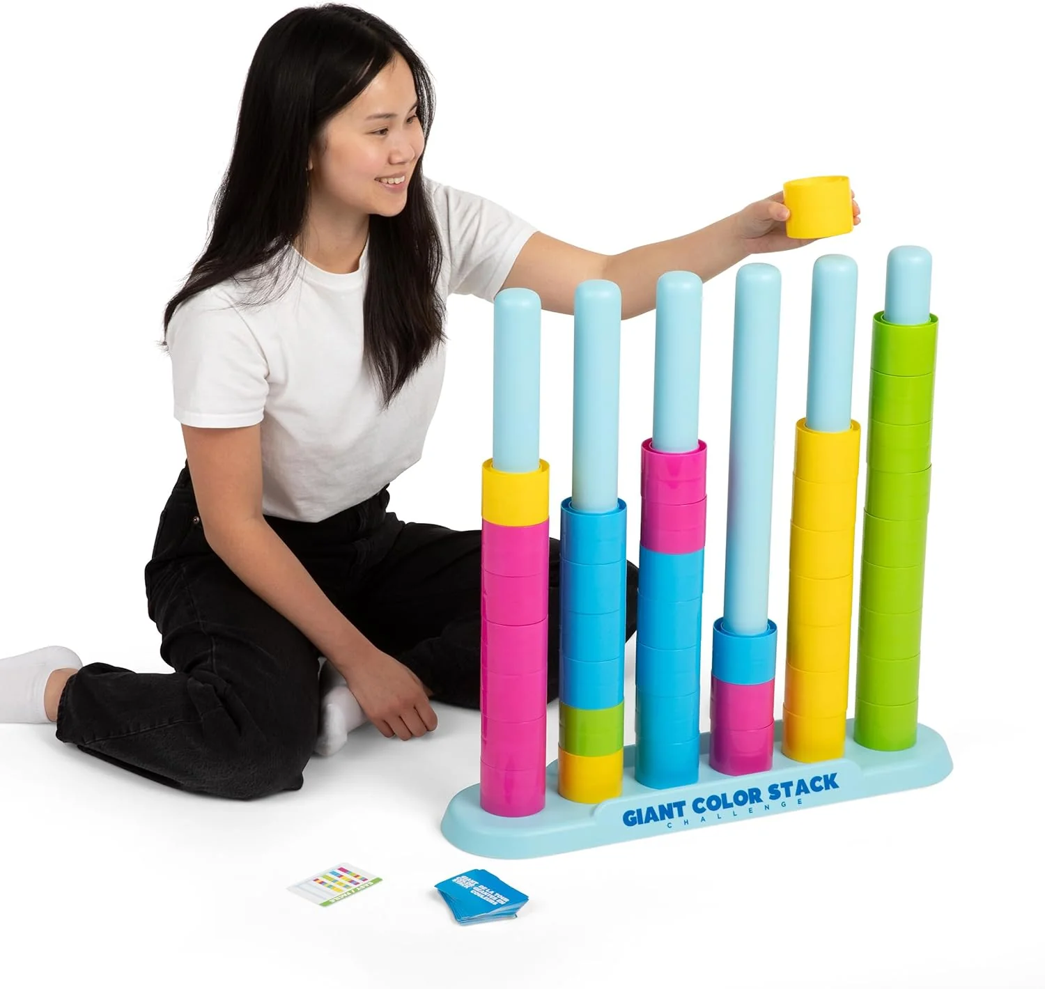 Giant Strategy Stacking Game with 50 Logic Puzzles - Outdoor Lawn Activity for Families and Groups