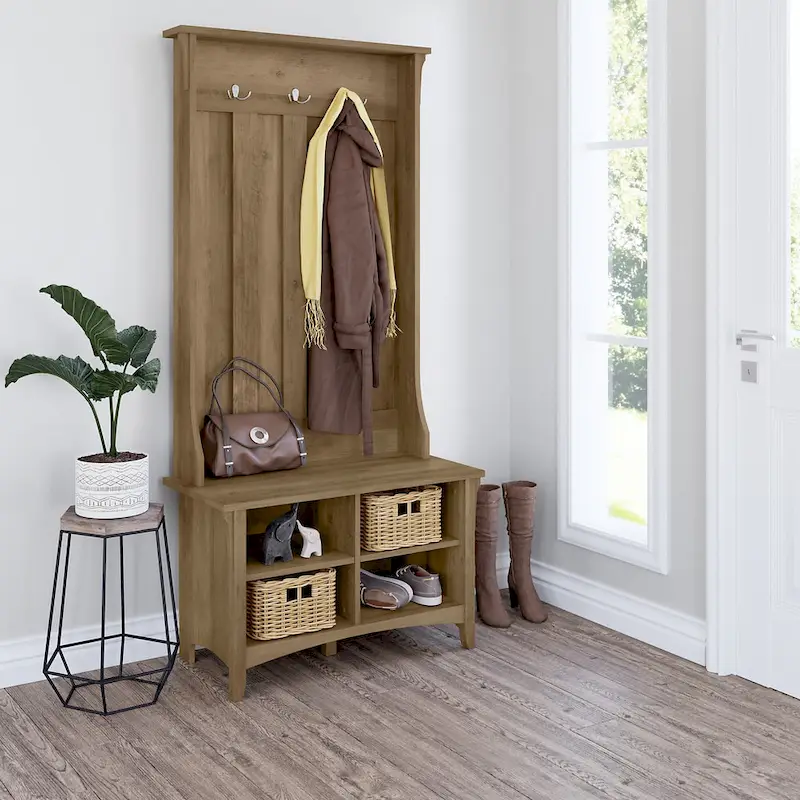 Hall Tree with Shoe Storage Bench and Coat Hooks