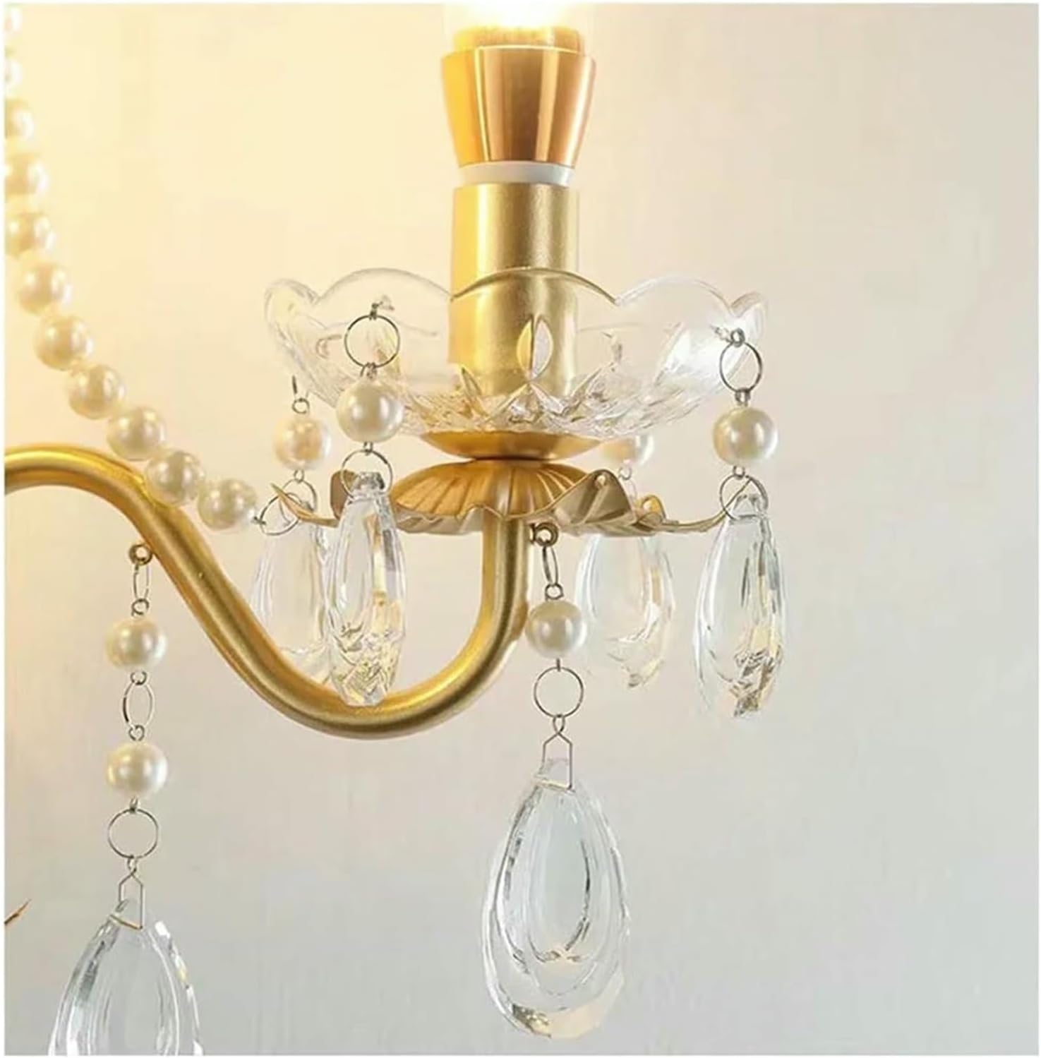 Wall Lamp French Luxury Retro Palace Crystal Pearl Wall Lamp Corridor Bedroom Bedside Living Room Dector Aisle Staircase Candle Lighting,Indoor(Warm Light)