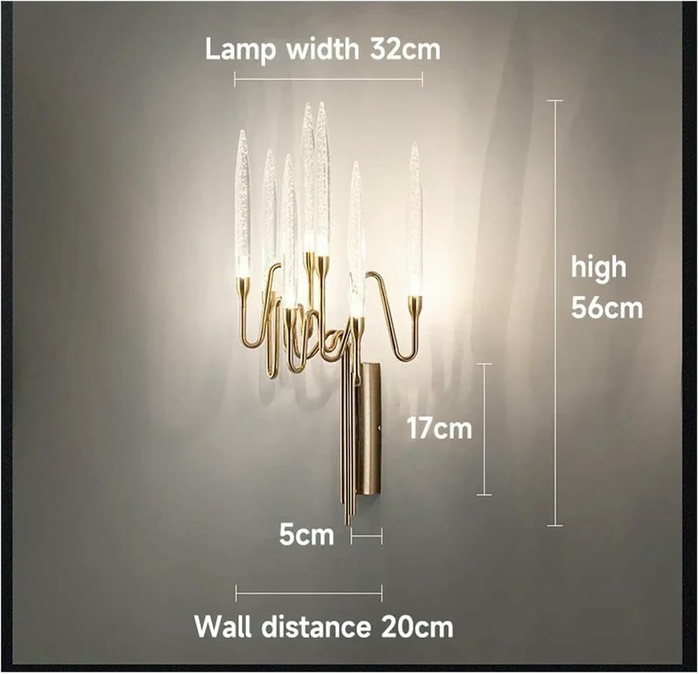 Wall Lamp Modern Crystal Sconce for Bedroom Bedside Fashion Candle Wall Lamp Luxury Indoor Lustre Golden Led Home Decor Corridor Light(Cool White(5500-7000K))