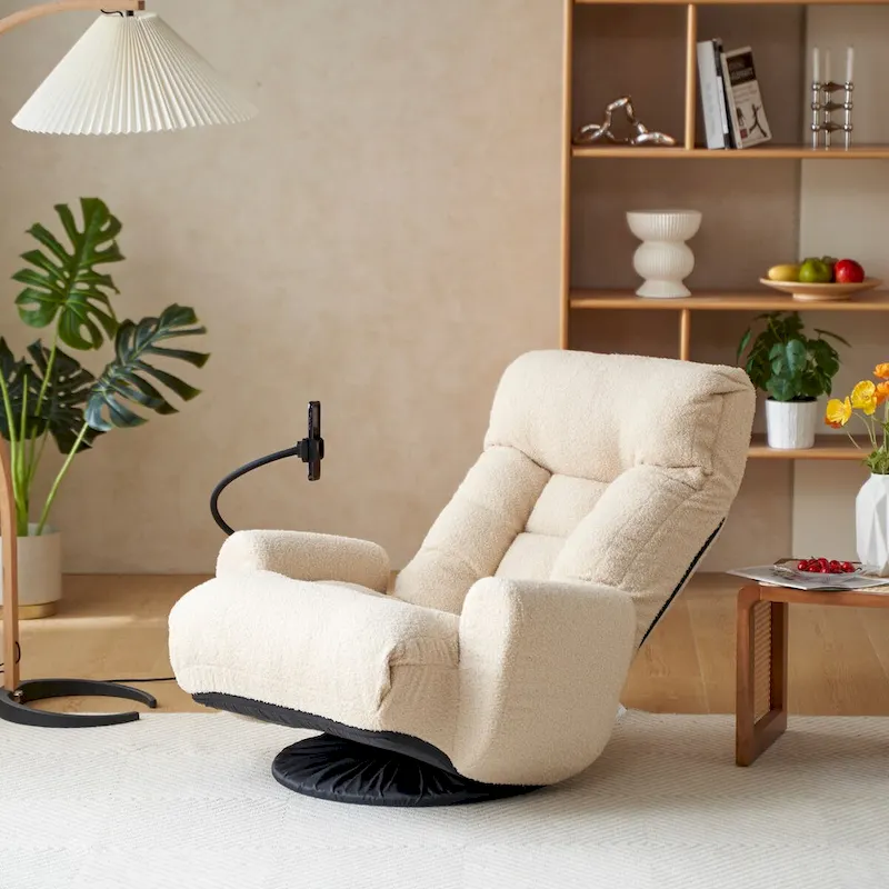 Swivel Lounge Chair with Adjustable Backrest and Headrest