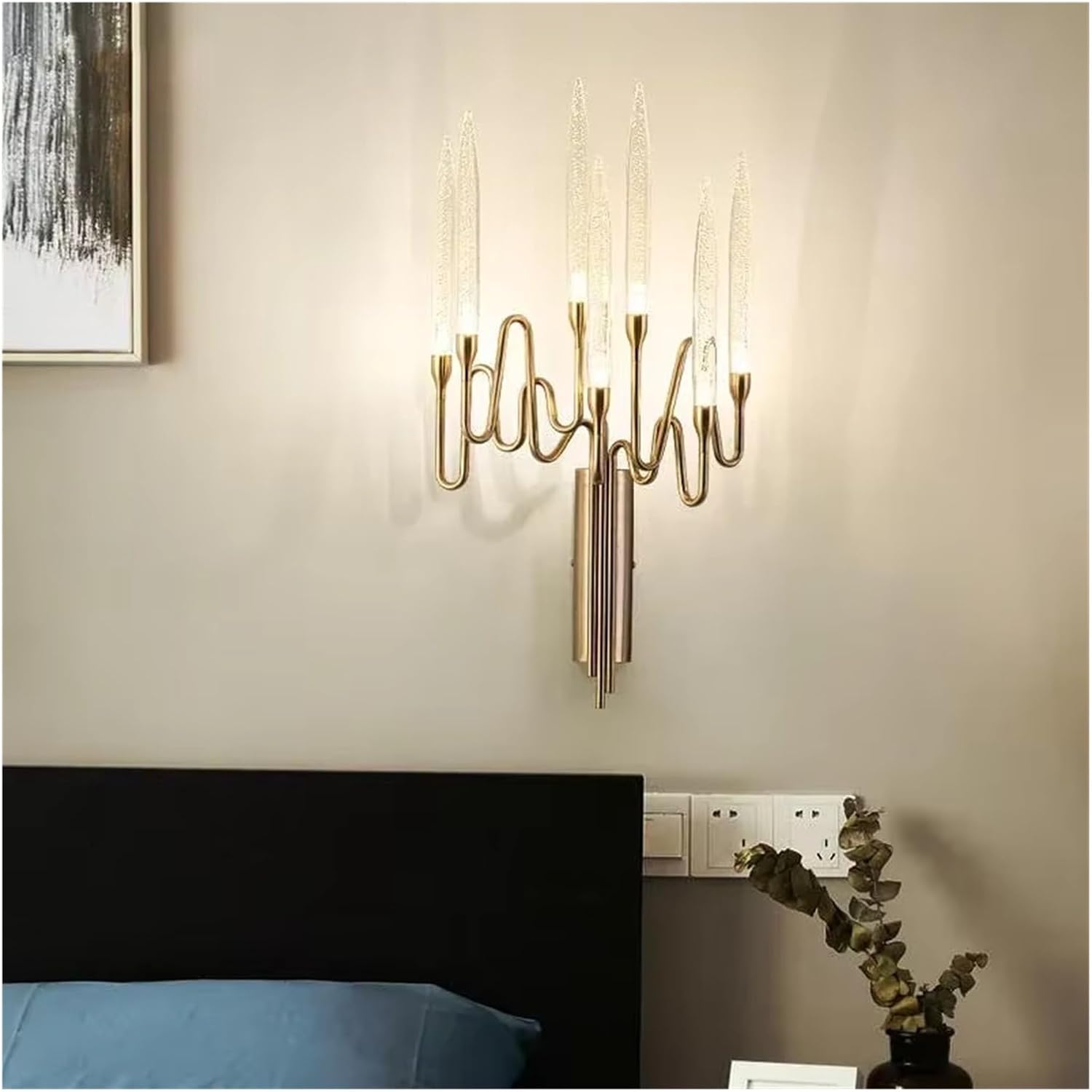 Modern Crystal Sconce for Bedroom Bedside Fashion Candle Wall Lamp Luxury Indoor Lustre Gold Led Home Decor,Practical Wall Lamp,Warm Light