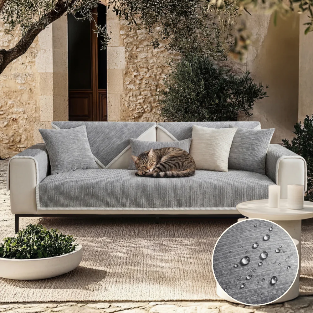Waterproof Antimicrobial Simple Chenille Fabric Anti-scratch Outdoor Couch Cover