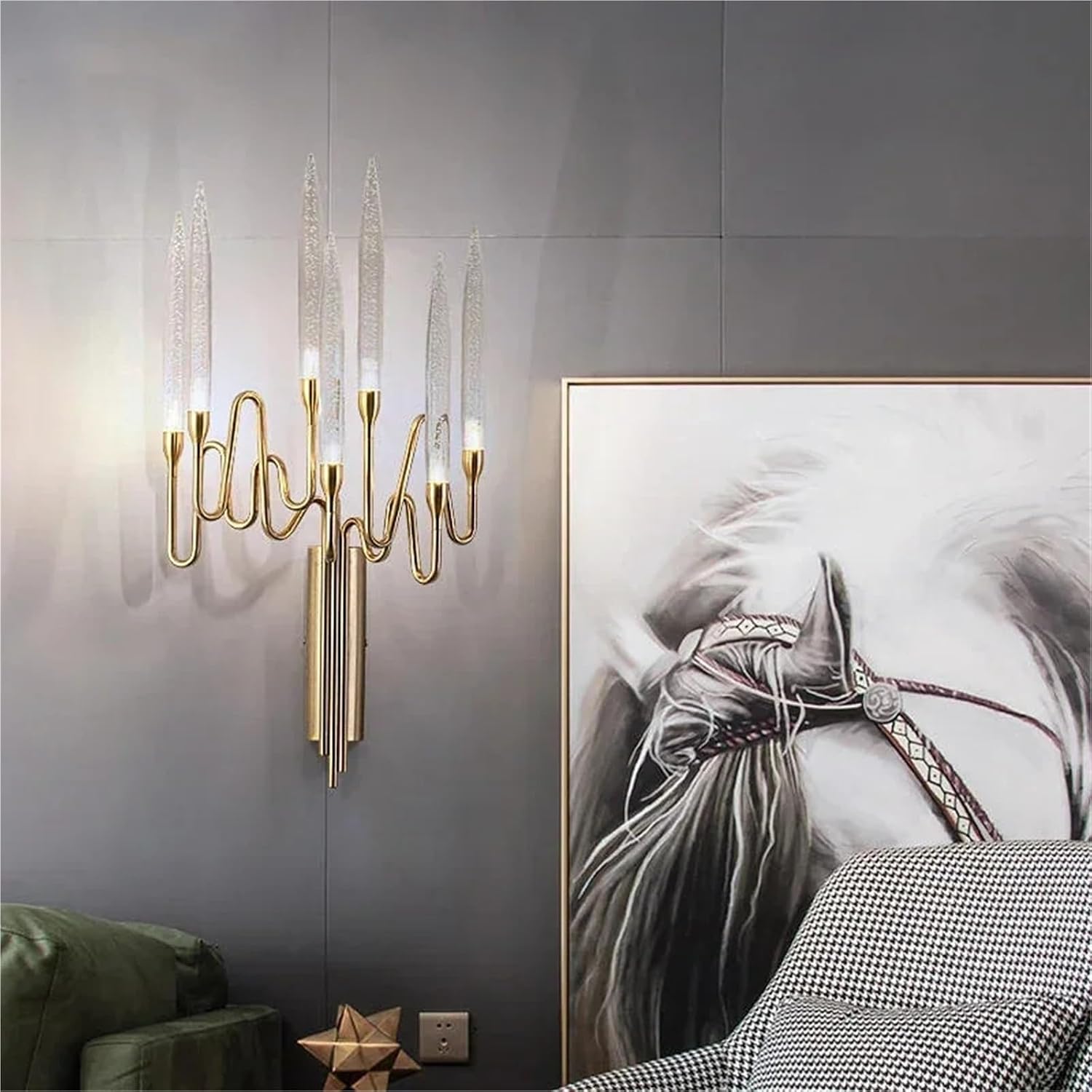 Modern Crystal Wall Sconce for Bedroom Bedside Candle Wall Lamp Luxury Indoor Lustre Golden Led Home Decor Light Pretty(Cool White(5500-7000K))