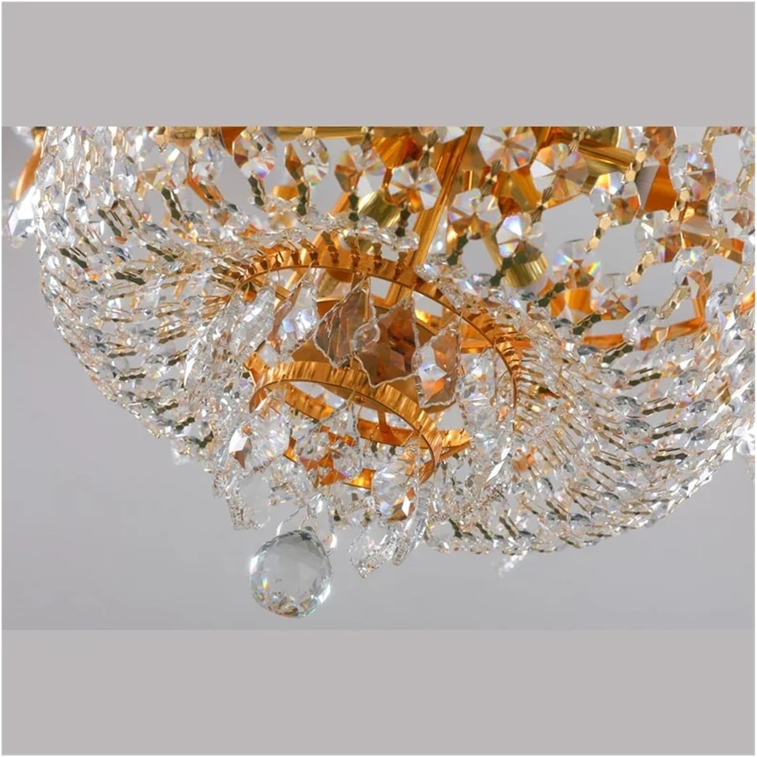 Luxurious Golden Crystal Pendant Lamp European Candle Lamp Art Living Room Restaurant Bedroom Villa Hotel Chandelier ?(Warm White)