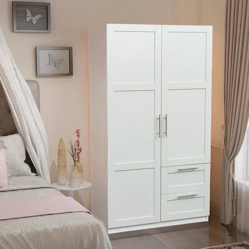 High Wardrobe with 2 Drawers and 5 Storage Compartments