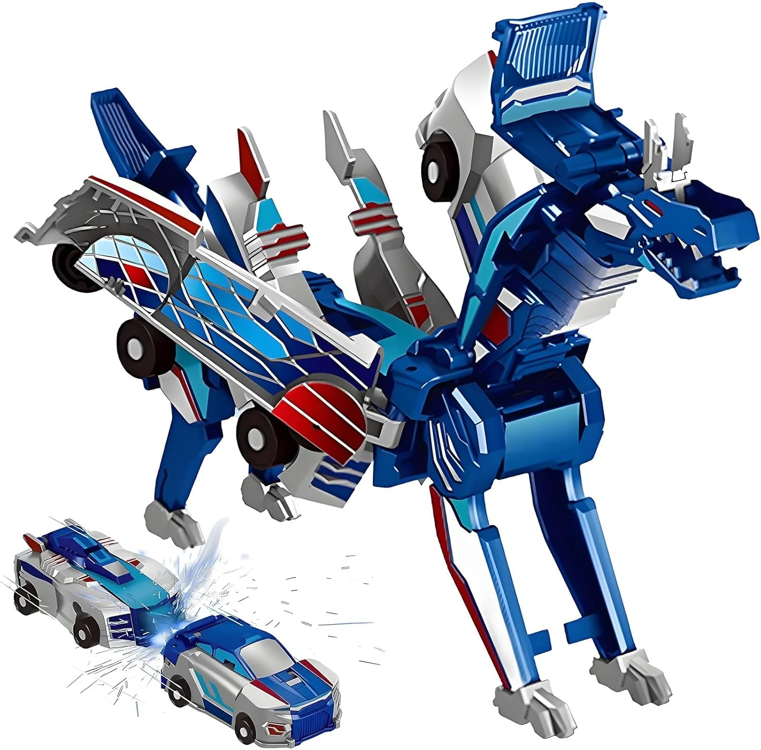 2-in-1 Collision Transformation Dinosaur Car Toy - Magnetic Convertible Robot for Kids 3-12